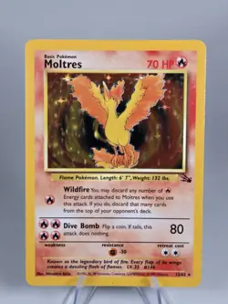 Pokemon Moltres 12/62 Fossil Holo Rare Unlimited 70 HP English 1999 Card - Image 1