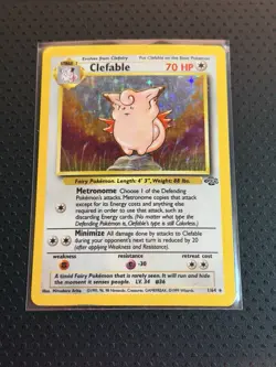Pokemon Clefable Jungle 01/64 Holo Rare Unlimited Stage 1 TCG Card English - Image 1