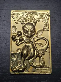 Pokemon 23K Gold Plated Mewtwo Trading Card 1999 Burger King Limited Edition - Image 1