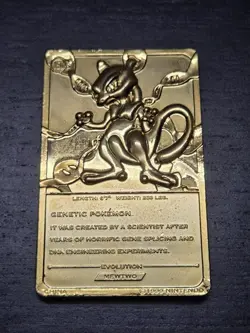 Pokemon 23K Gold Plated Mewtwo Trading Card 1999 Burger King Limited Edition - Image 2