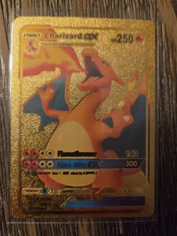 Pokemon Charizard GX GOLD Foil Fan Art Collector Card - 250 HP - Image 1