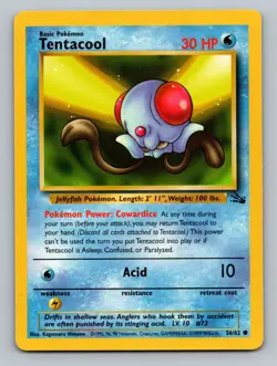 Tentacool 56/62 Fossil Common Pokemon Card WOTC - Image 1