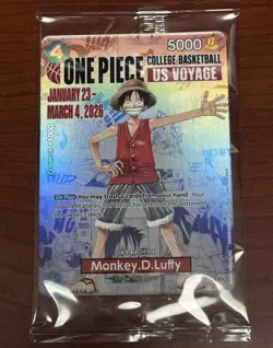 One Piece Monkey D. Luffy US Voyage College Basketball Promo Card (Mint - New) - Image 1