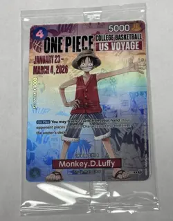 One Piece Monkey D. Luffy US Voyage College Basketball Promo Card (Mint - New) - Image 1