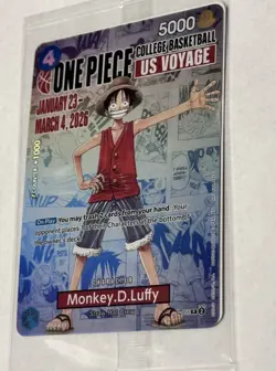 One Piece Monkey D. Luffy US Voyage College Basketball Promo Card (Mint - New) - Image 2