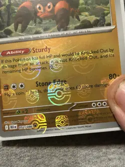 2025 TCG Pokemon Crustle 052/086 Master Ball Paterrn Reverse Holo Black Bolt - Image 2