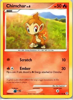 Pokemon TCG Chimchar 76/130 Diamond Pearl LP - Image 1