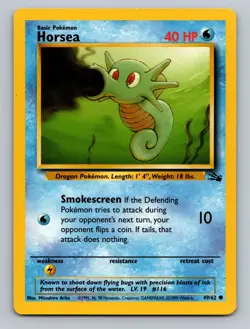 Pokemon Horsea 49/62 FO Fossil Unlimited - Image 1