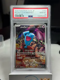 2025 POKEMON JPN SV10-GLORY OF TEAM ROCKET #103 TEAM ROCKET'S WOBBUFFET PSA 10 - Image 3