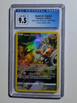 2022 Pokemon Crown Zenith Tins Galarian Zapdos Black Star Promo #SWSH283 CGC 9.5 - Image 1