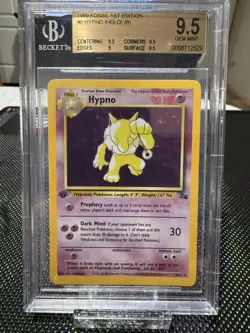 Pokemon Hypno Holo Rare Fossil 1st Edition 8/62 BECKETT 9.5 GEM MINT Sub-Graded - Image 1