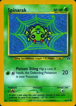 SPINARAK 64/75 COMMON NEO DISCOVERY POKEMON UNLIMITED NM - Image 1