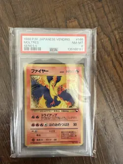 Moltres 146 Vending Series 2 Red Japanese PSA 8 NM-MT Pokemon Card Vintage - Image 1