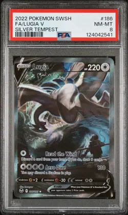 2022 POKEMON SWORD & SHIELD SILVER TEMPEST #186 FULL ART/LUGIA V PSA 8 - Image 1