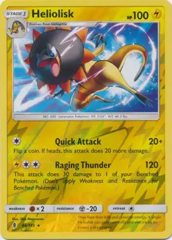 Pokemon Heliolisk Guardians Rising 44/145 Reverse Holo Rare - NM - Image 1