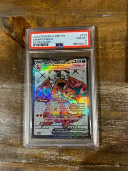 POKEMON 2023 Obsidian Flames Ultra Rare CHARIZARD EX #215 PSA 8 RARE - Image 1