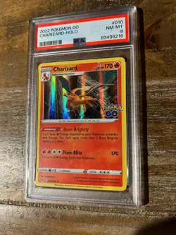 POKEMON 2022 GO CHARIZARD Holo #010 PSA 8 Near Mint Mint RARE - Image 1
