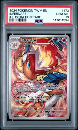 2024 POKEMON TWM EN-TWILIGHT MASQUERADE ILLUSTRATION RARE #173 INFERNAPE PSA 10 - Image 1