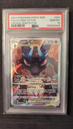 2023 POKEMON SWSH BLACK STAR PROMO #291 FULL ART/LUCARIO VSTAR PSA 10 - Image 1