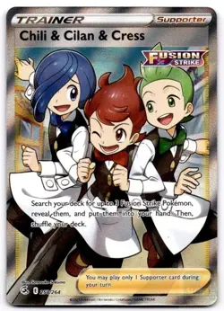 Chili & Cilan & Cress 258/264 Ultra Rare Fusion Strike Pokemon Holo Near Mint - Image 1