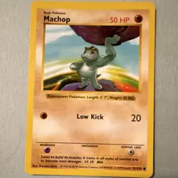 Pokemon Machop Base Set Shadowless 052/102 Regular 50 HP Common English - Image 1