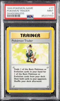1999 POKEMON GAME SHADOWLESS #77 POKEMON TRADER PSA 9 - Image 1