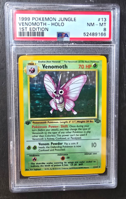 1999 Pokemon Jungle Venomoth #13 Holo 1st Edition PSA 8 13/64 NM - Mint - Image 1
