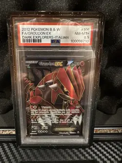 Pokemon Groudon EX PSA 8.5 *POP 1* Italian Dark Explorers 2012 B & W NM-MT+ #106 - Image 1