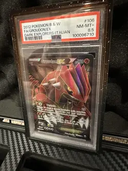 Pokemon Groudon EX PSA 8.5 *POP 1* Italian Dark Explorers 2012 B & W NM-MT+ #106 - Image 2