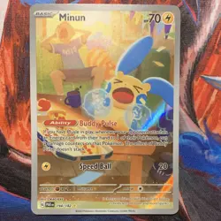 Pokemon TCG Minun 194/182 SV04 Paradox Rift Illustration Rare Holo 70 HP - Image 1