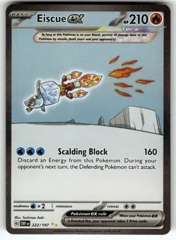 Eiscue ex - 222/197 SV03: Obsidian Flames NM Pokemon Card TCG - Image 1