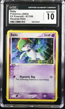 2005 Pokemon EX Emerald Ralts Reverse Foil 61/106 CGC 10 GEM MINT - Image 1