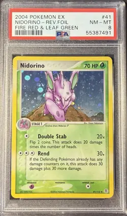 2004 Pokemon EX FireRed & LeafGreen 41 Nidorino Reverse PSA 8 NM-MT - Image 1