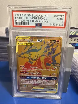 Pokemon 2021 Reshiram & Charizard GX SM247 SM Premium Collection Promo PSA 9 - Image 1