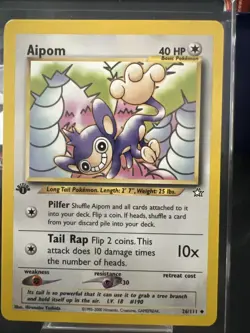Pokemon TCG Aipom 26/111 1st Edition Uncommon Neo Genesis NM/LP - Image 1