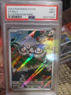 2023 POKEMON SVI EN-SCARLET & VIOLET ILLUSTRATION RARE #221 STARLY PSA 9 - Image 1