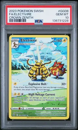 2023 POKEMON SWORD & SHIELD CROWN ZENITH #GG08 FULL ART/ELECTIVIRE PSA 10 - Image 1
