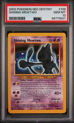 Pokemon Shining Mewtwo Neo Destiny Unlimited Holo Secret Rare #109 PSA 10 - Image 1