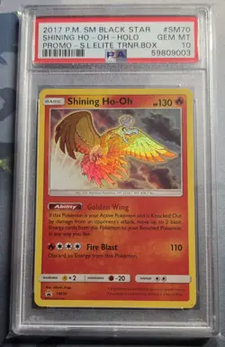 2017 Pokemon SM Black Star Promo #SM70 Shining Ho-Oh-Holo PSA 10 - Image 1