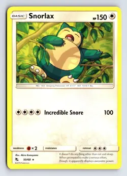 Snorlax 50/68 Rare Hidden Fates Pokemon Near Mint - Image 1