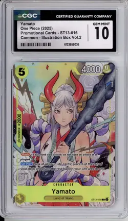 CGC 10 Yamato One Piece Illustration Box Vol.2 Promo Holo ST13-018 - Image 1