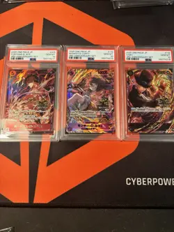 PSA 10 Luffy, Ace, Sabo 3rd Anniversary Japanese One Piece Promos - Image 1