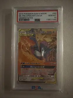 Moltres Zapados Articuno GX Hidden Fates Card 44/68 PSA 10 Pokemon TCG - Image 1