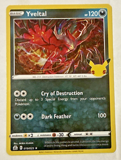 Celebrations - Holo Rare - Yveltal 019/025 Pokemon Card NM (US Seller) - Image 1
