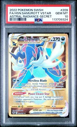 Pokemon Astral Radiance 209 Full Art Hisuian Samurott VSTAR PSA 10 Card GEM MINT - Image 1