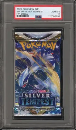 PSA 10 Gem Mint Pokemon Sword & Shield Silver Tempest Lugia Art Booster Pack - Image 1