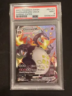 2021 POKEMON SWORD & SHIELD SHINING FATES #SV107 FULL ART/CHARIZARD VMAX PSA 9 - Image 1
