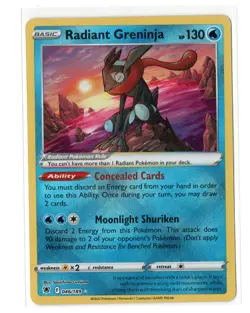 Pokemon Radiant Greninja Radiant Rare Astral Radiance 046/189 Holo 130 HP - Image 1
