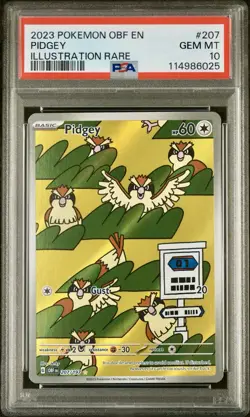 Pokemon Pidgey Illustration Rare Holo Obsidian Flames #207/197 PSA 10 2023 - Image 1