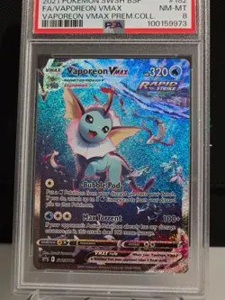 Pokemon Vaporeon VMAX Premium Coll. Full Alt Art Promo SWSH182 PSA 8 - Image 4